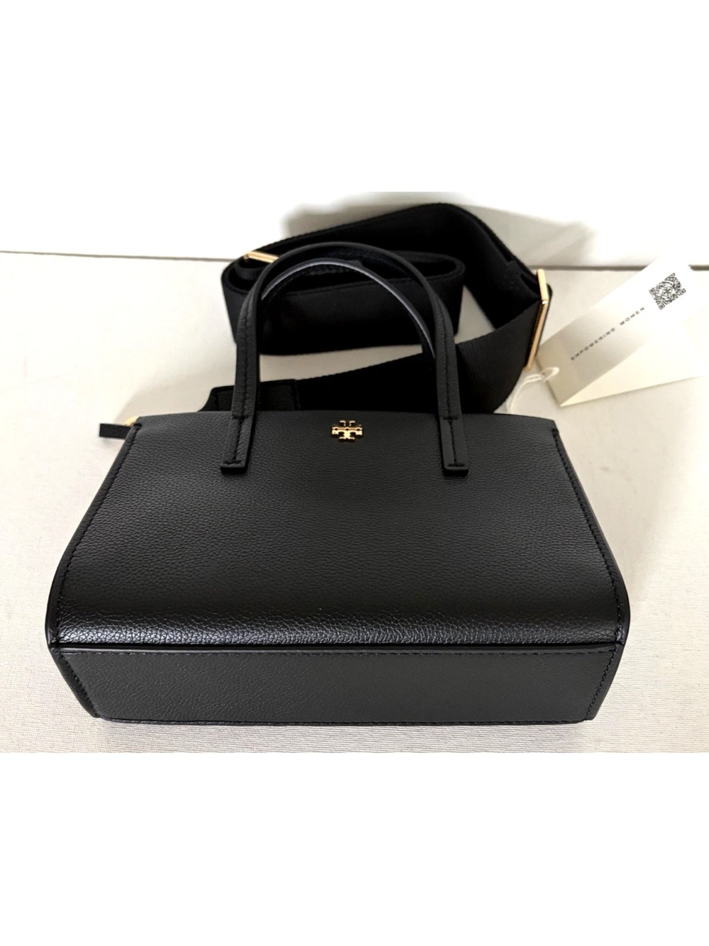New Tory Burch Blake Mini Tote Pebble Leather Black - Picture 6 of 6